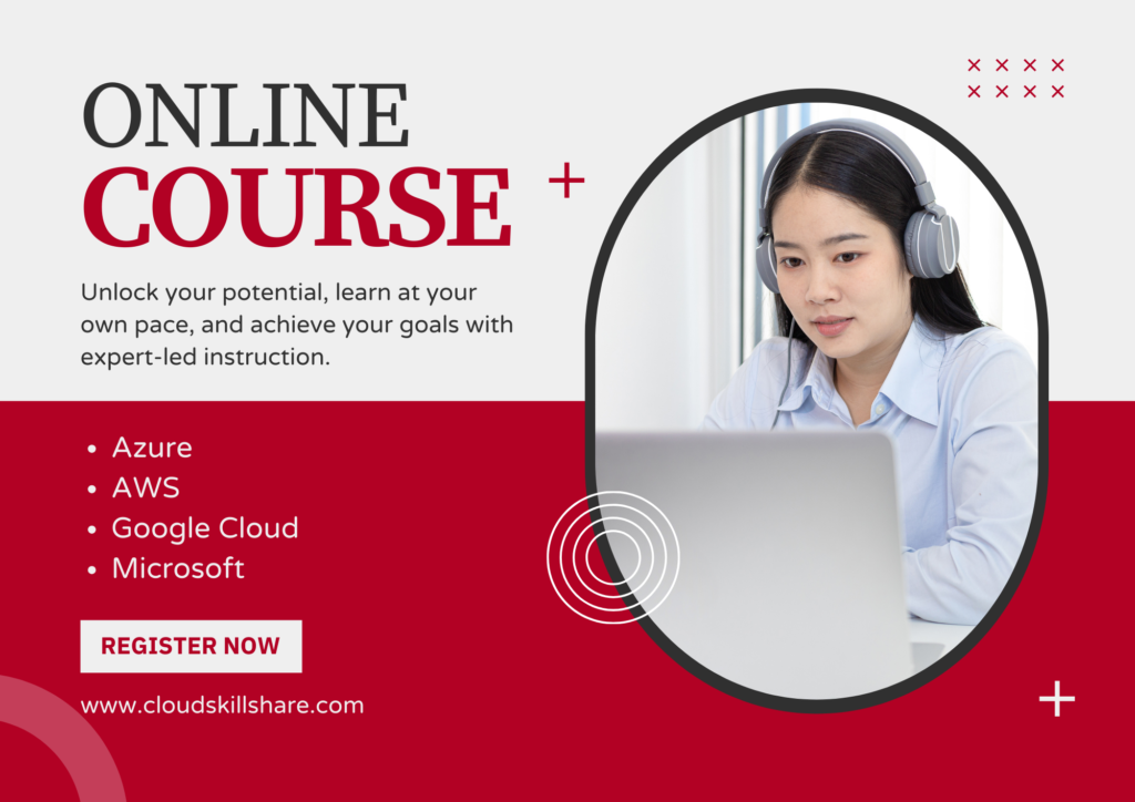 White and Red Simple Online Course Flyer Landscape